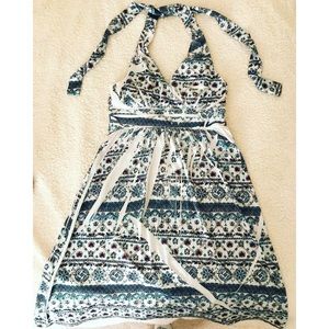 White / Multi-color halter Summer Dress